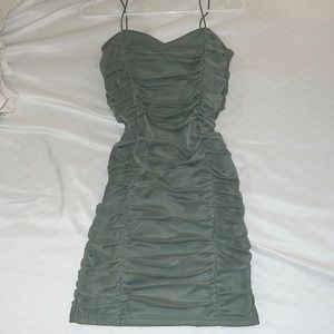 NWT Forever 21 ruched green mini dress
